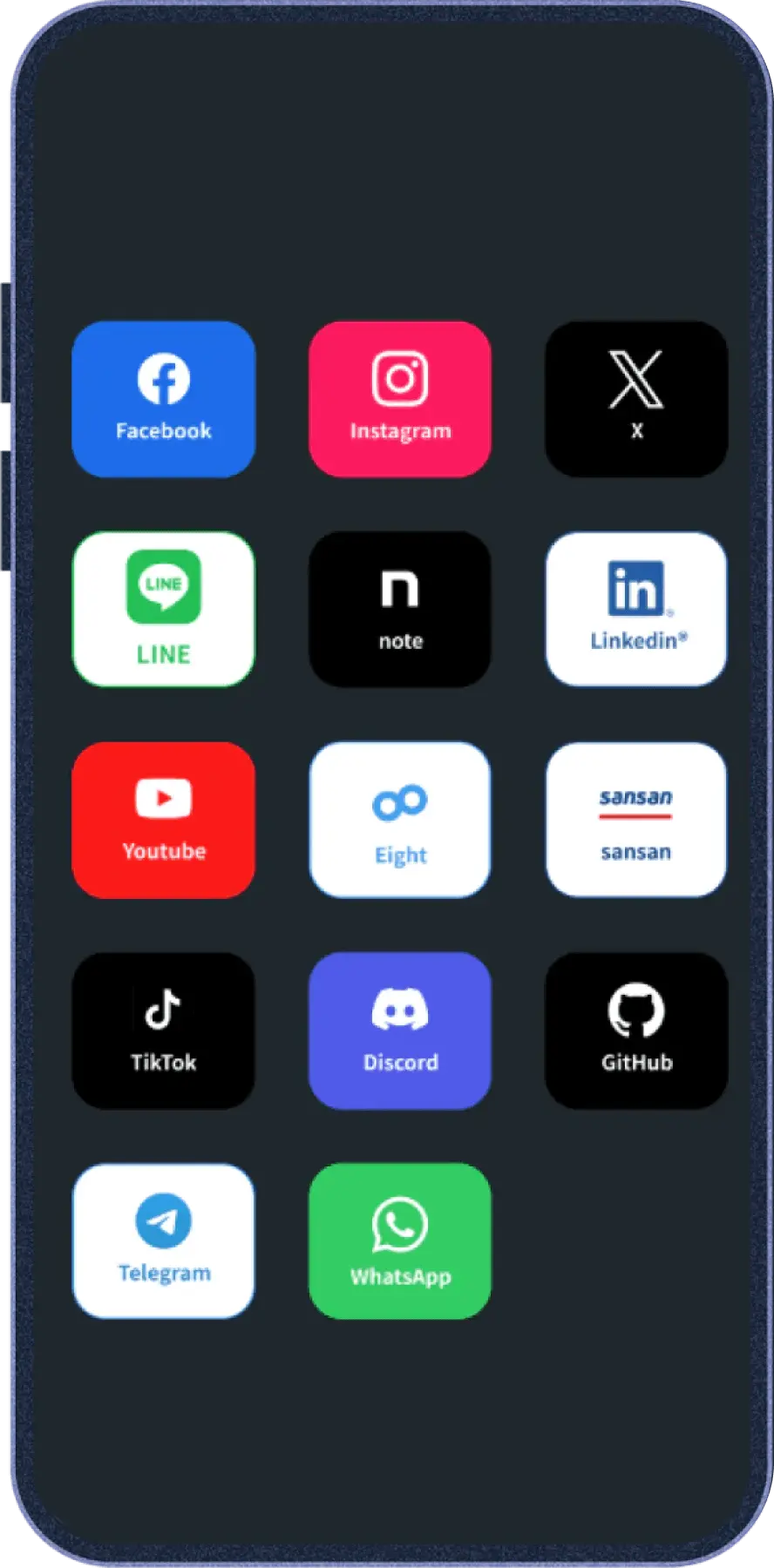 プレーリーカードのプロフィールページでは、ワンタップでSNSや名刺管理ツールに接続できます。